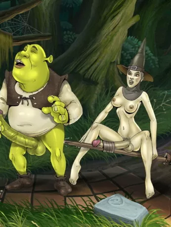 shrek r34 futanari jerking off